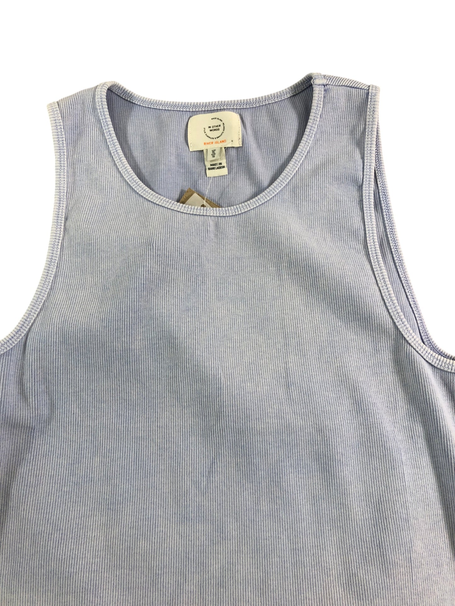 Tank Top Men's Light Blue Ribbed Cotton Size S Casual Summer Wear
