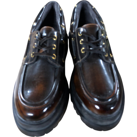 River Island Brown Chunky Brogues UK8 Women's Lace Up Synthetic Shoes