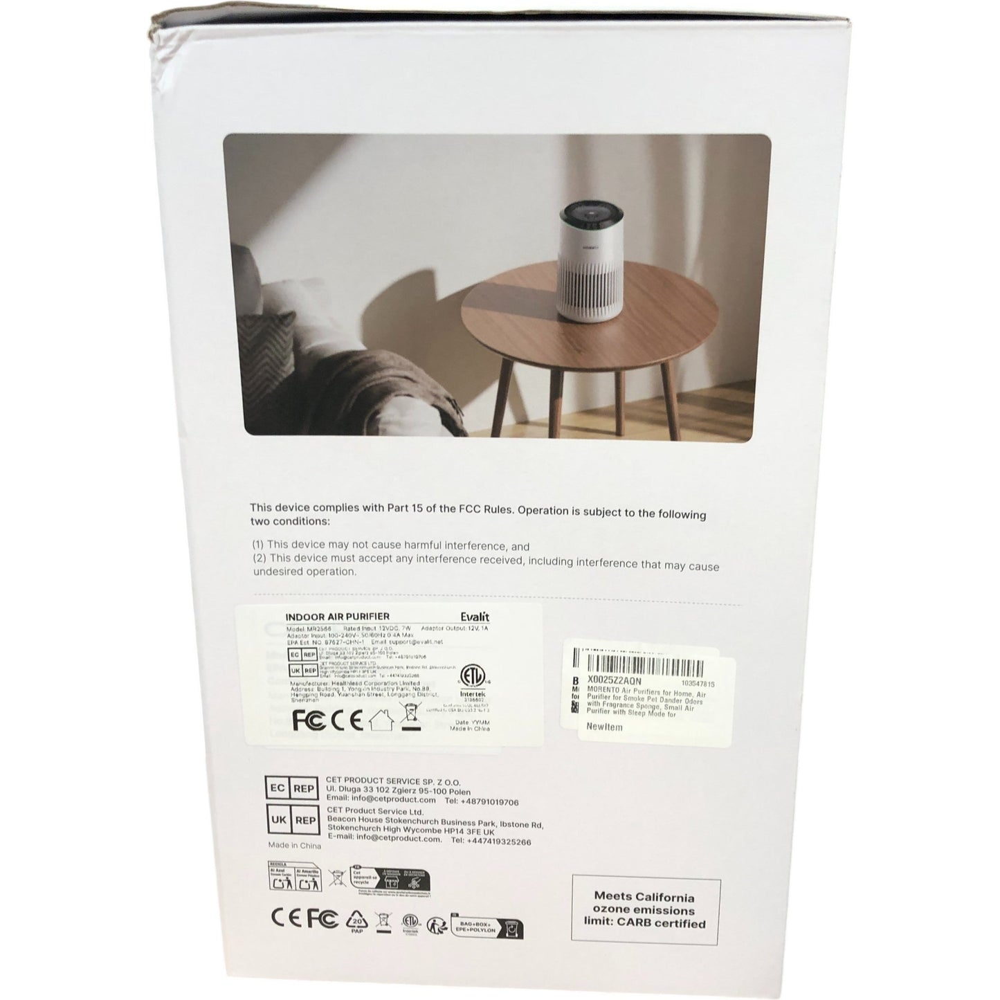Morento Air Purifier Indoor Model X0025Z2AQN Aromatherapy Low Noise Operation