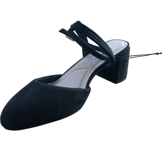 Black Suede Heels Size 6 Women's Block Heels Adjustable Strap