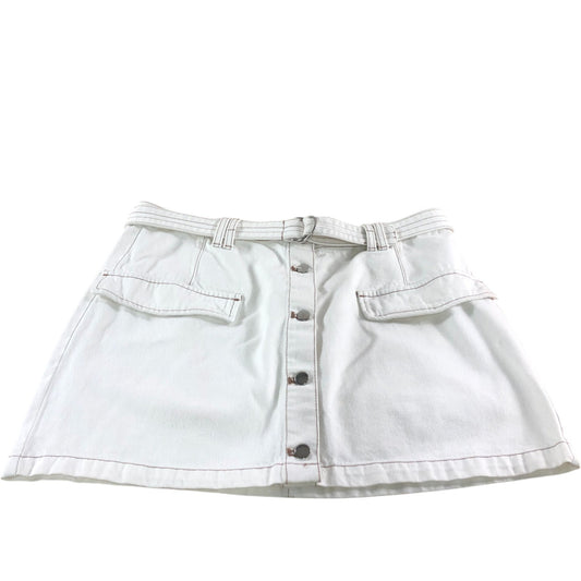 River Island Women's Skirt Size 18 Cream Denim Button Front Pockets