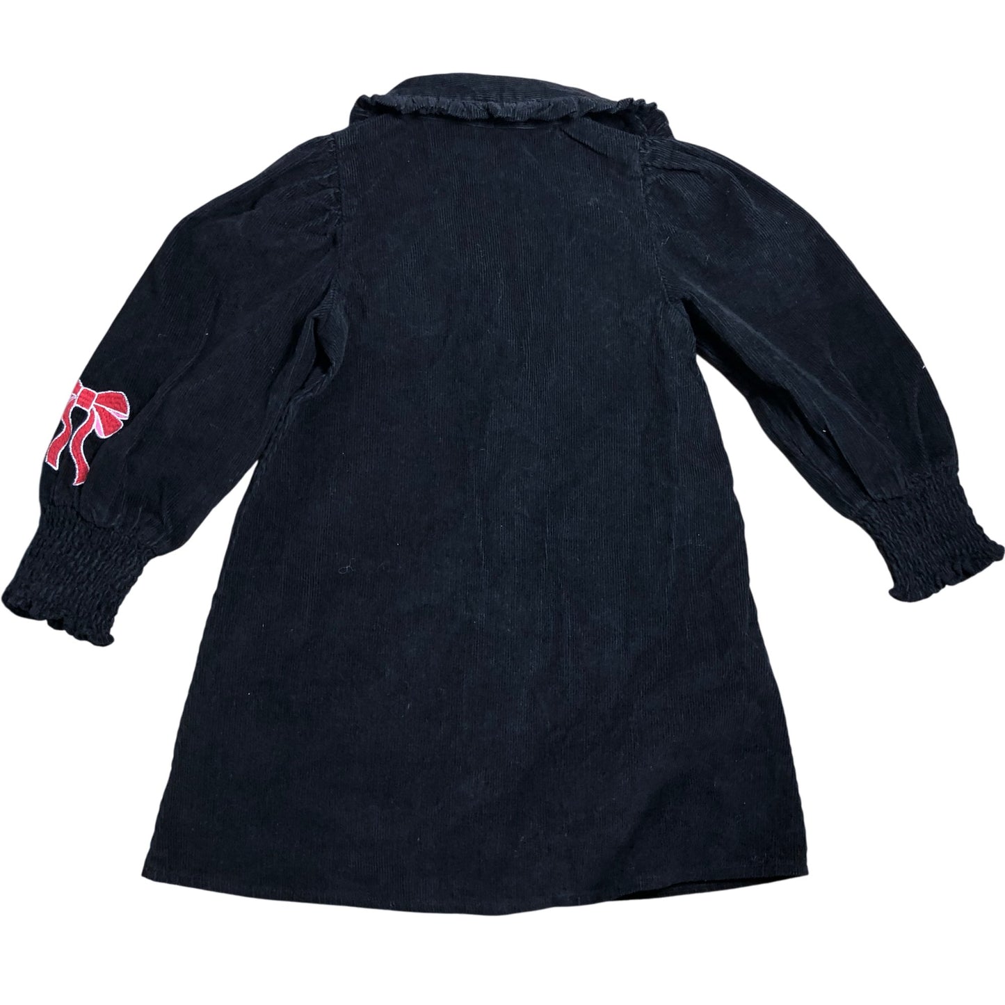 Branded 6Y Girls Black Corduroy Dress With Embroidery Lace Trim