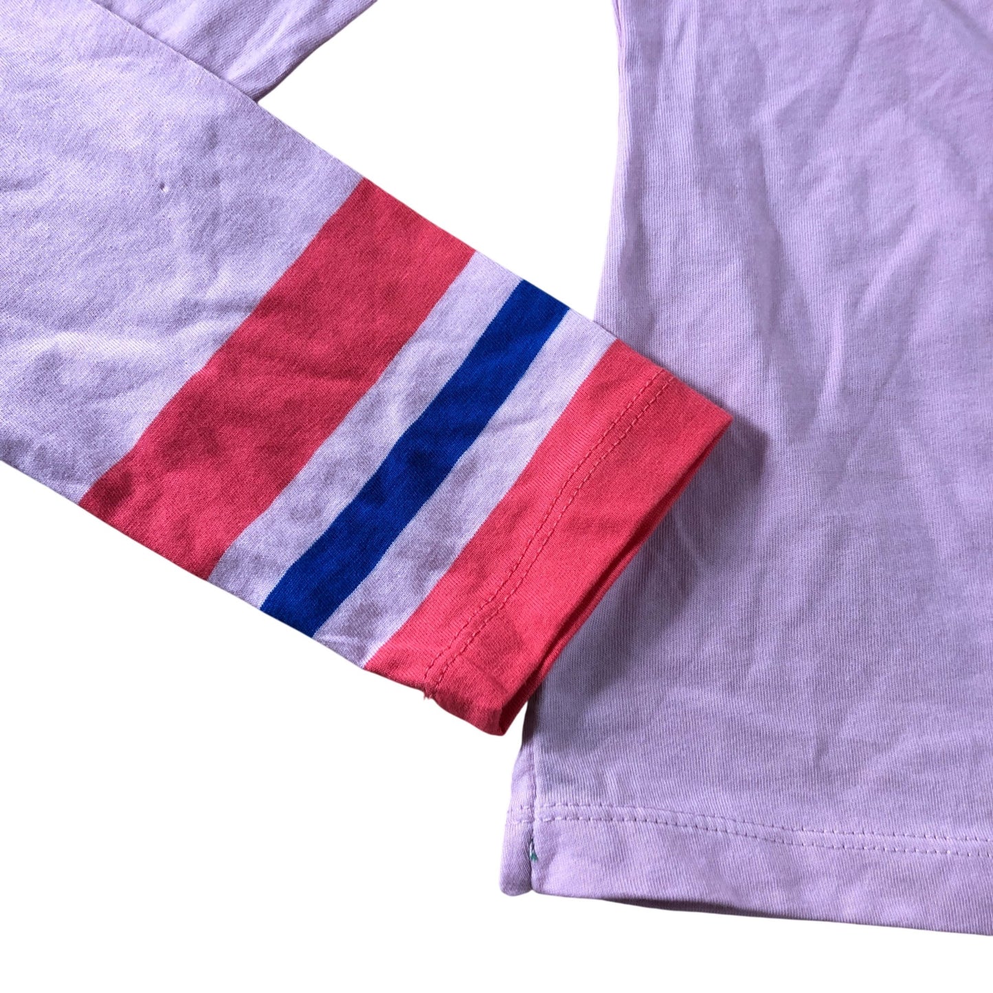 Pink Long Sleeve Stripe Contrasting Cuff Top - Size 10