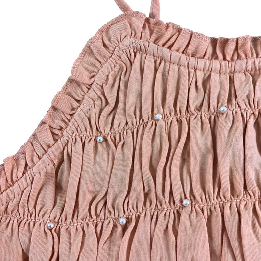 RIVER ISLAND Girls Coral Smocked Vest Top Size 9-10 Years Summer Casual Wear