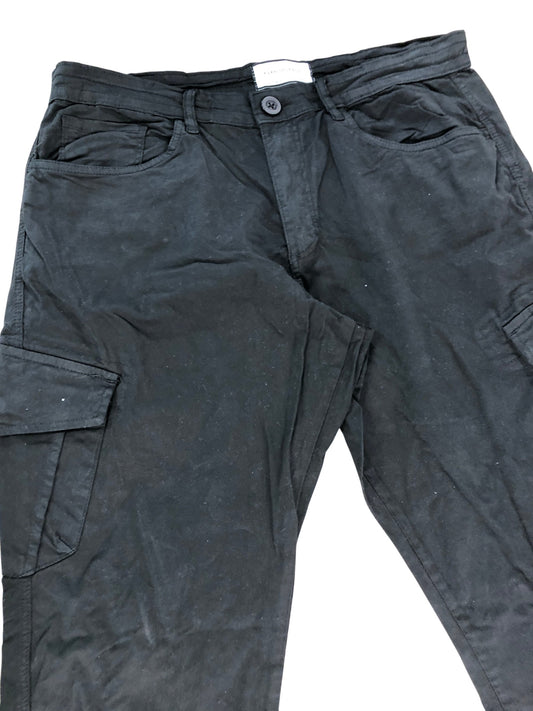 AVANTGARDE Cargo Pants Size 38 Mens Black Elasticated Casual Trousers