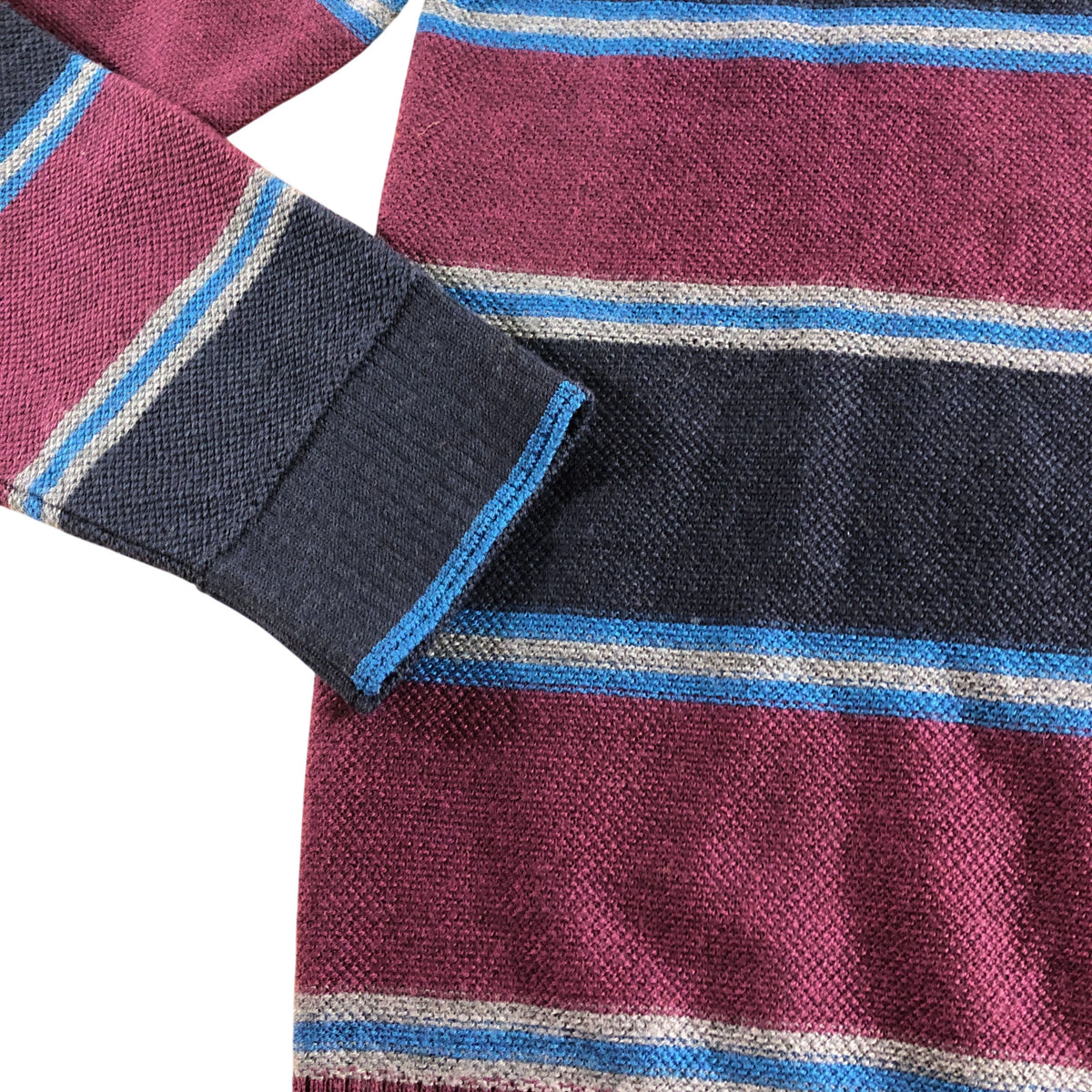 Newport Merino Stripe Sweater UK M Mens Navy Multi Striped Knit