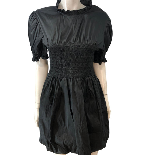 River Island Women Black Smocked Puff Sleeve Dress UK Size 16