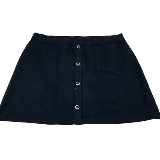 River Island Black A-Line Skirt UK18 Women's Button Front Stretchy Material