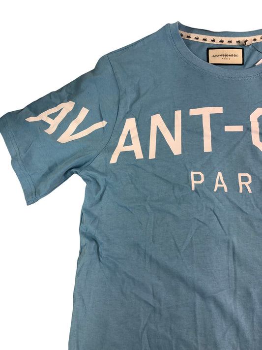 AVANT GARDE PARIS Casual T Shirt UK Large Men's Cotton Blue Graphic Tee