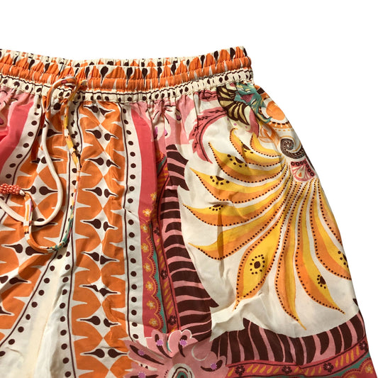 River Island XS Women's Floral Print Elasticated Shorts Orange Beige