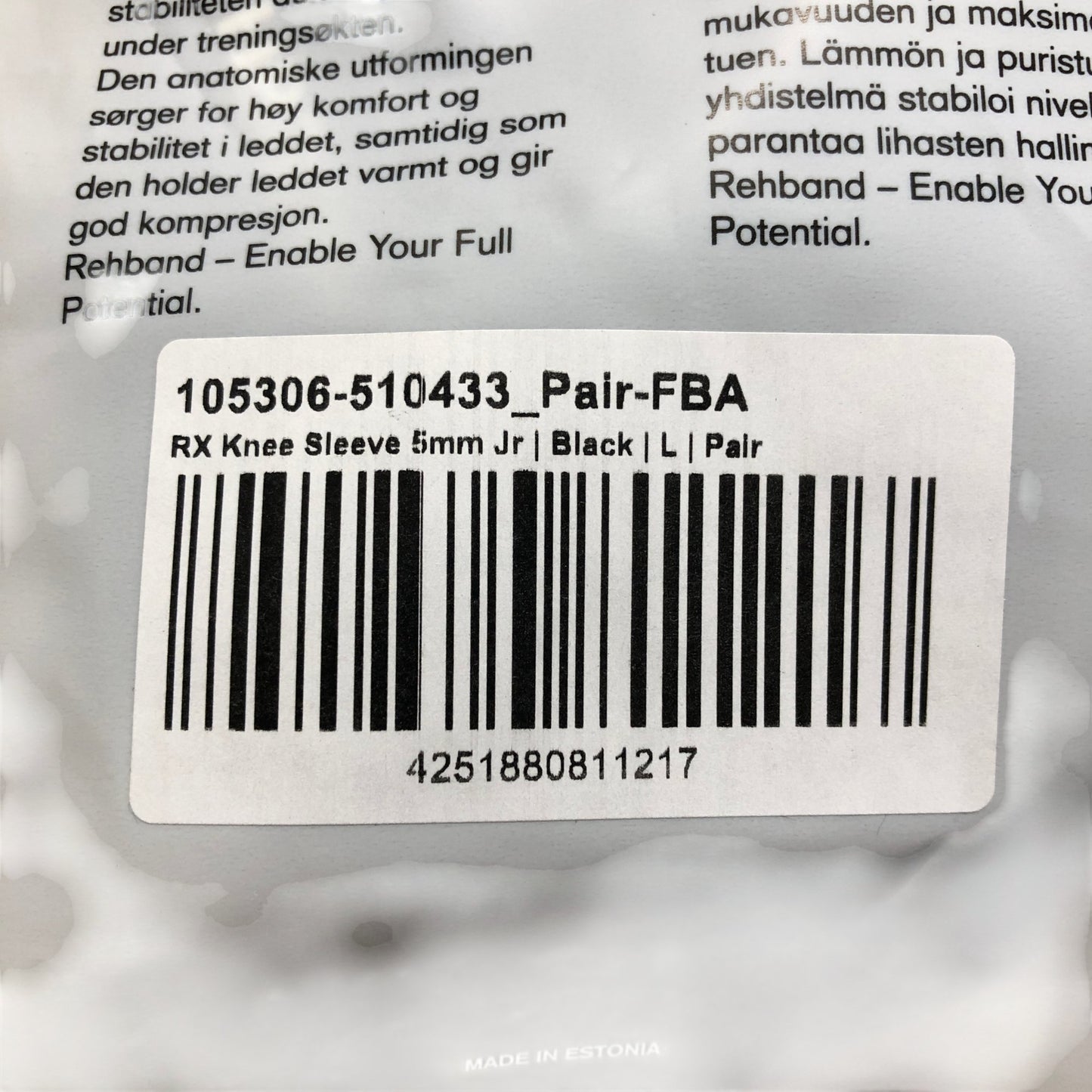 REHBAND RX Knee Sleeve 5mm Large Black Pair Support Brace Comfortable Fit