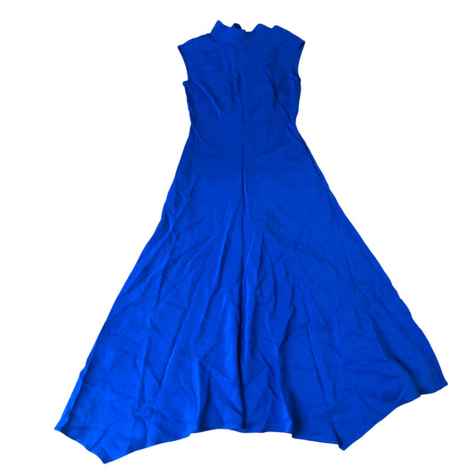 Sleeveless Maxi Dress Women's Blue Tie Neck Elegant Evening Size 6