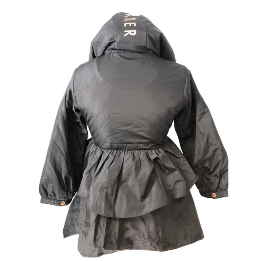 Baker By Ted Baker Girls Black Hooded Coat Size 8 Years Bow Detail