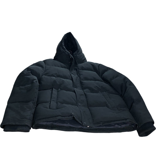 Branded Black Hooded Puffer Jacket - Size XL