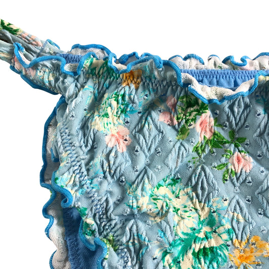 River Island UK8 Women's Floral Embroidery Classic Bikini Bottom Blue