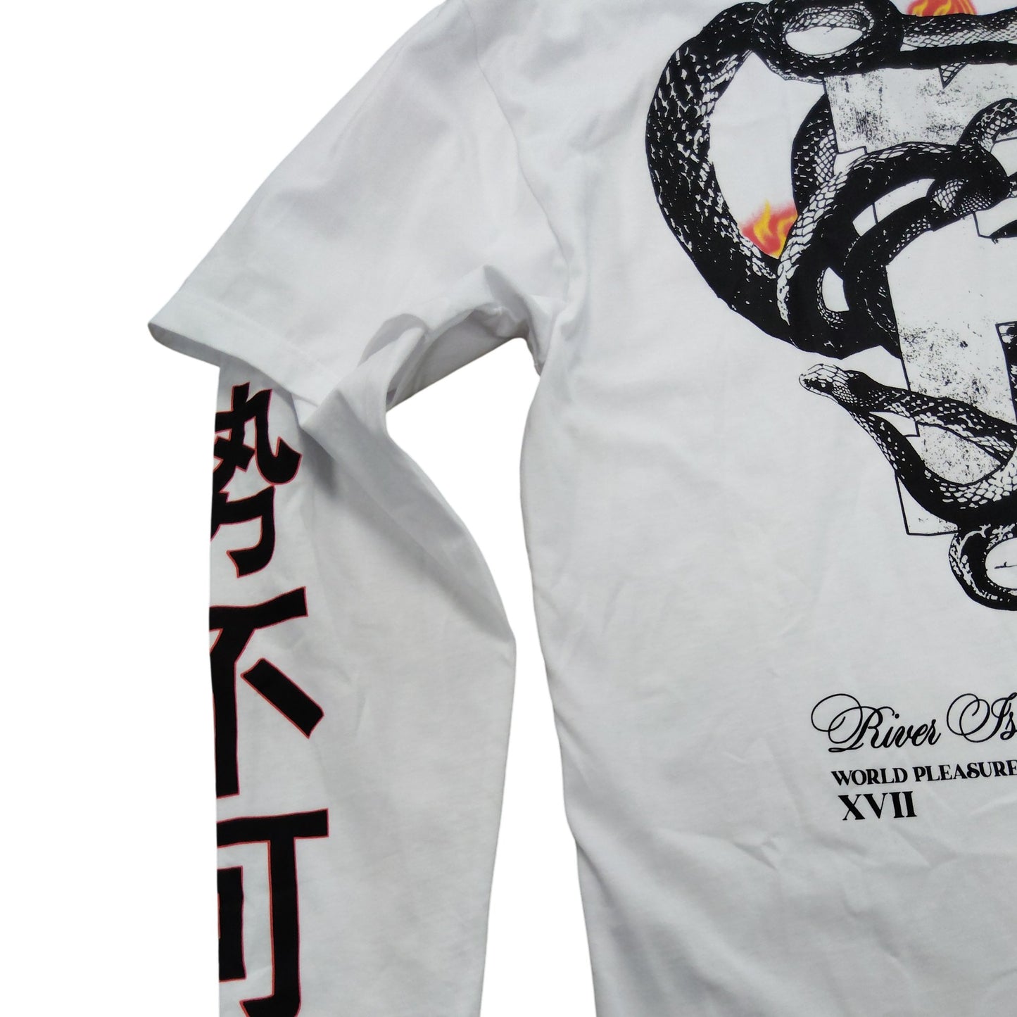 Rivers Island Long Sleeve Shirt UK M Women's Graphic Snake Print White Top