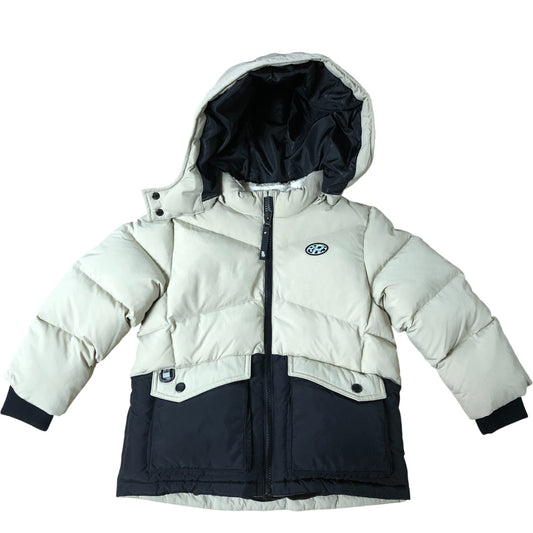 R:Robot Kids Puffer Jacket 4-5 Years Unisex Warm Windproof Black Beige