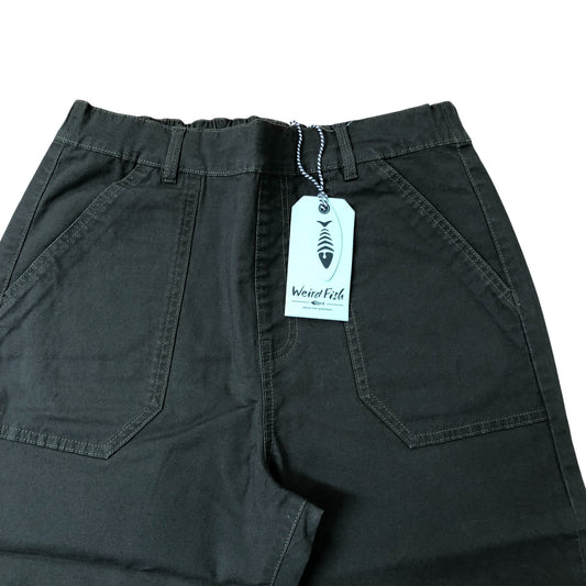 Weird Fish Women's Trousers Size 12 Dark Green Casual Slim Fit Cotton Stretch