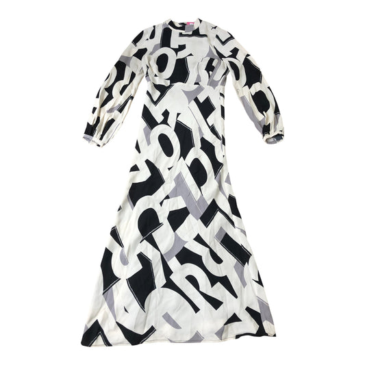 Women's Long Sleeve Graphic Print Dress Black Cream Grey UK 6