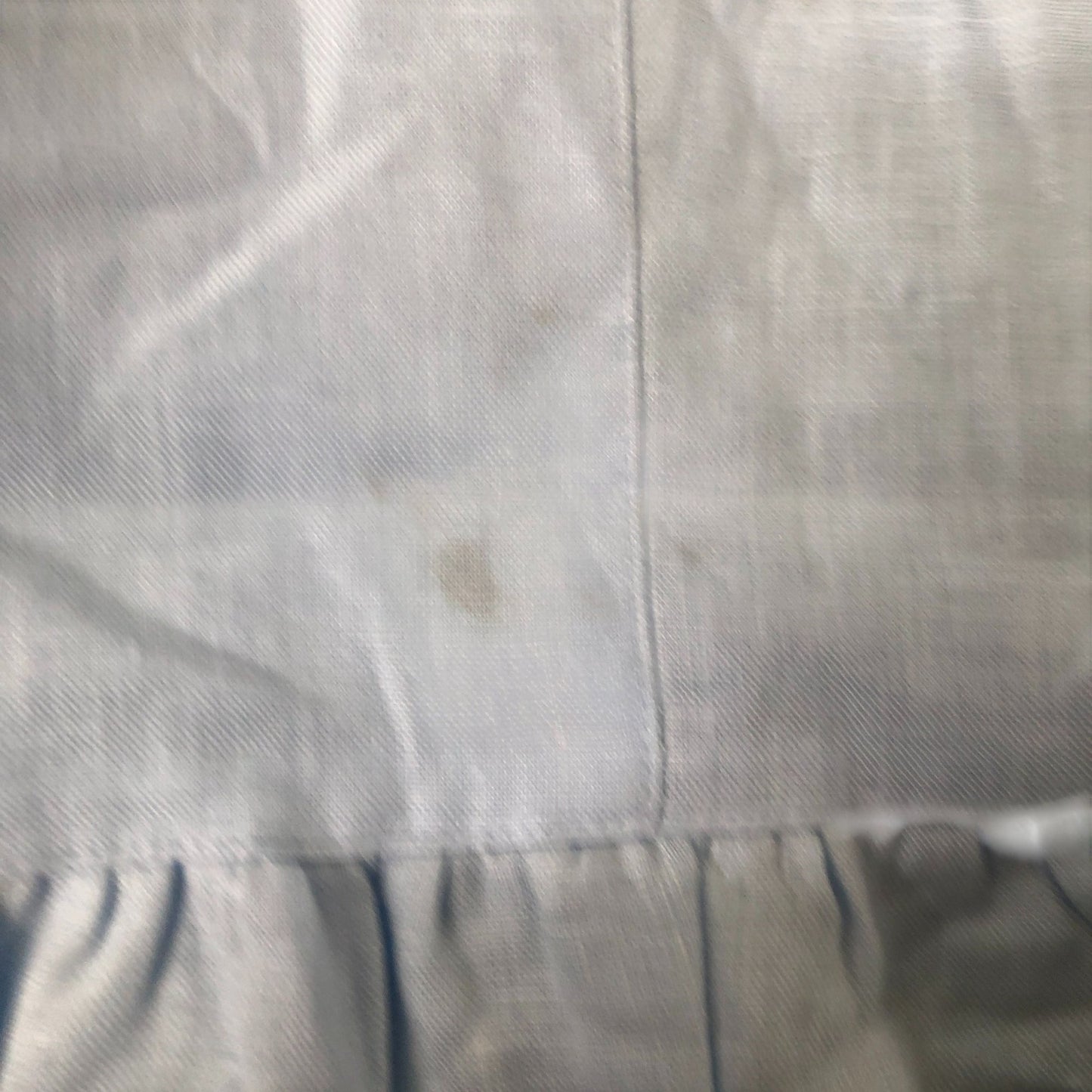 Short Sleeve Peplum Blouse Women's Light Blue Linen Button-Up Medium