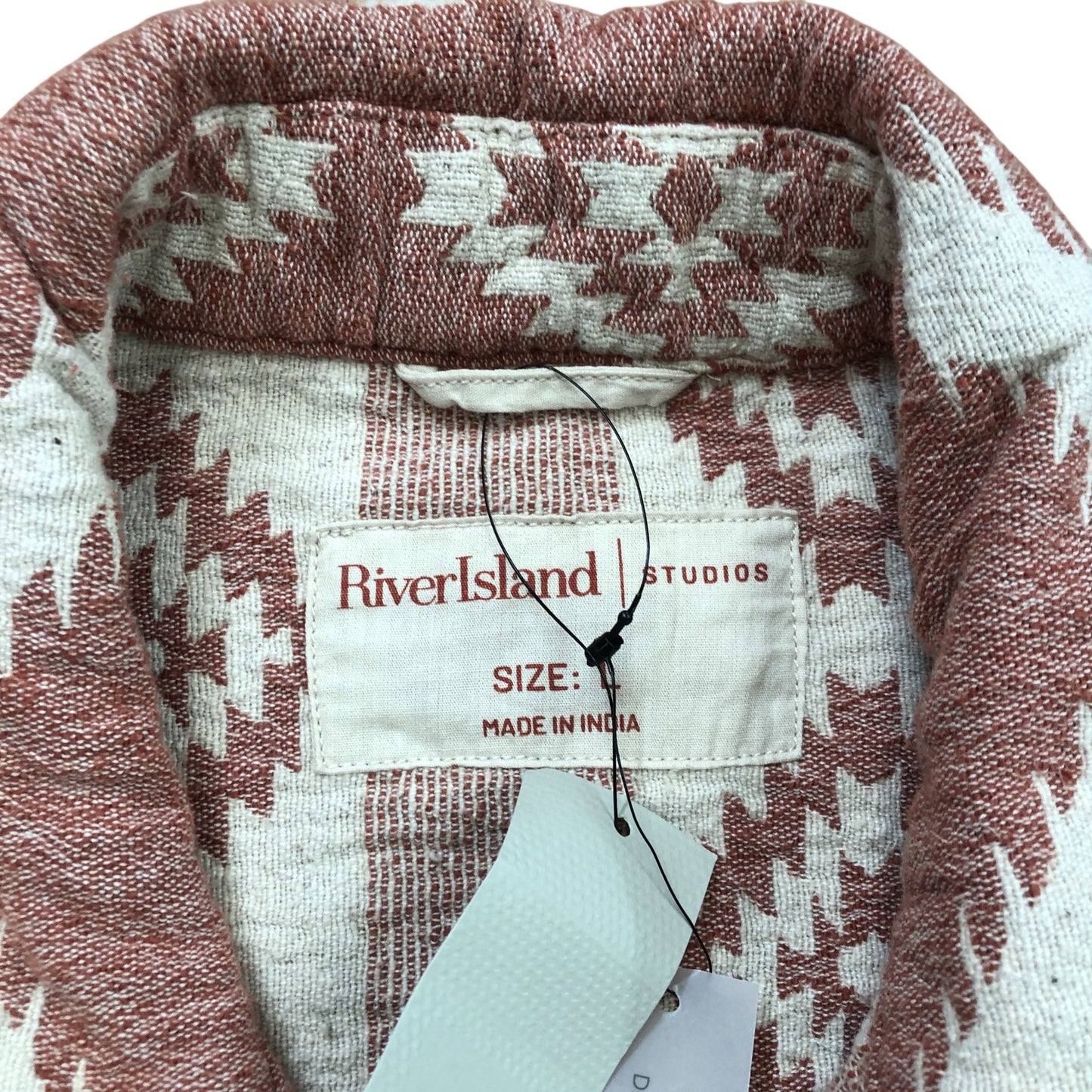River Island Size L Cotton Aztec Print Button Front Overshirt