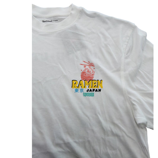 River Island Ramen T-Shirt Men's Size M White Japan Graphic Short Sleeve