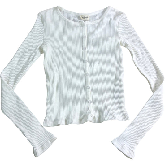 River Island Women's UK6 Cream Ribbed Long Sleeve Button Up Cardigan