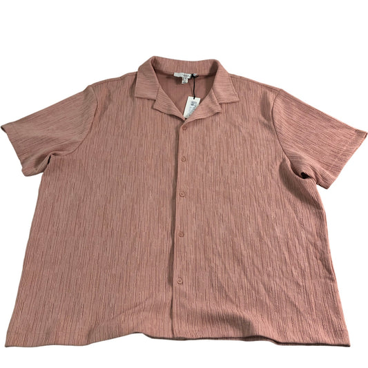 River Island Short Sleeve Casual Shirt UK XXL Men's Pink Textured Design