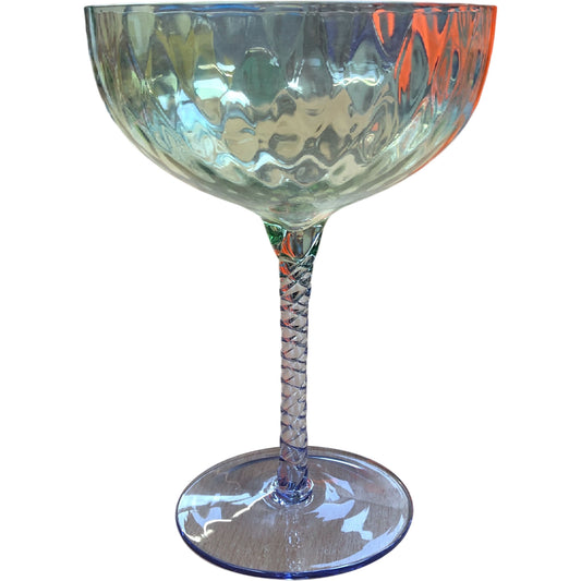 Cocktail Glass Vintage Style Stemware Green Purple