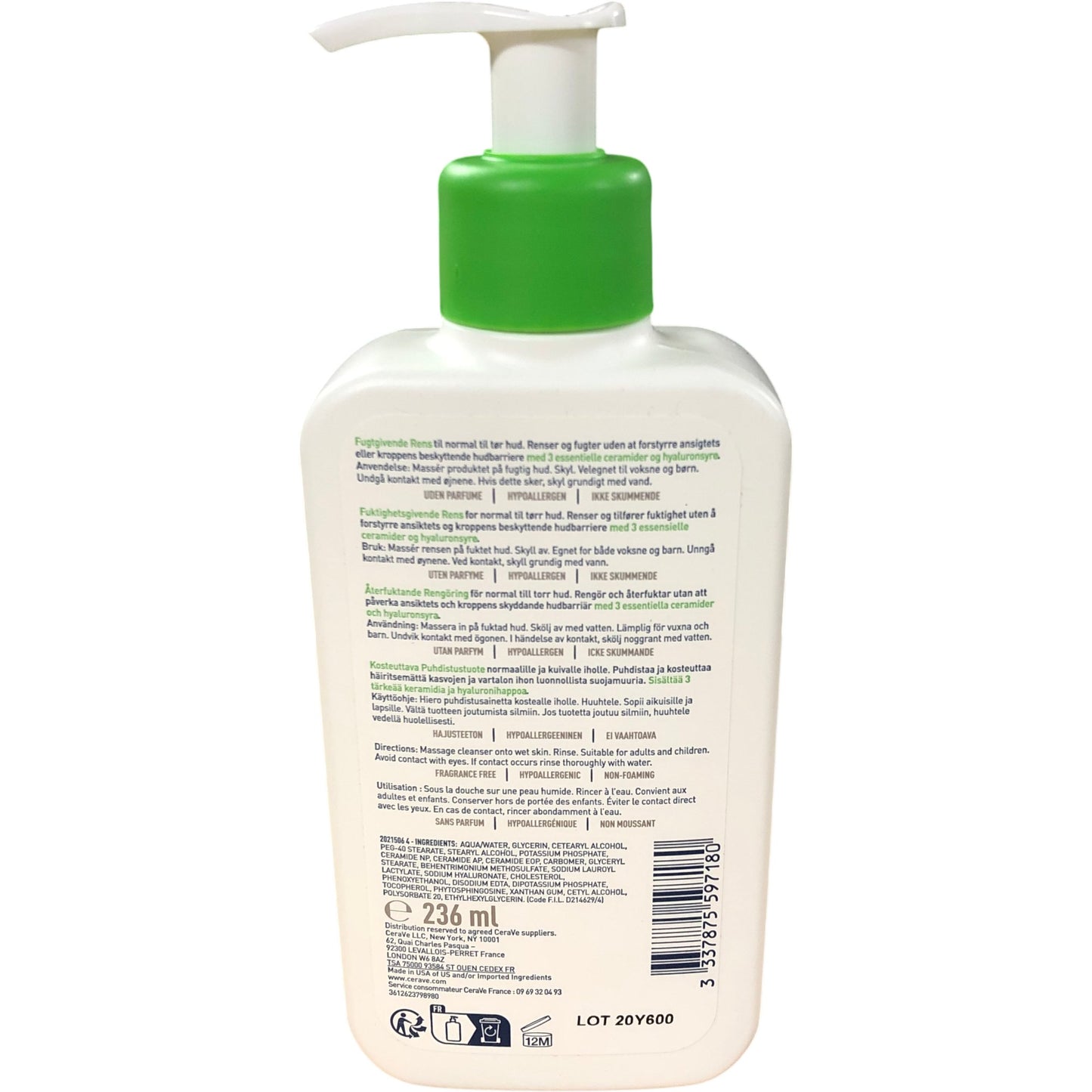 CERAVE Hydrating Cleanser 236ml For Normal To Dry Skin Fragrance Free