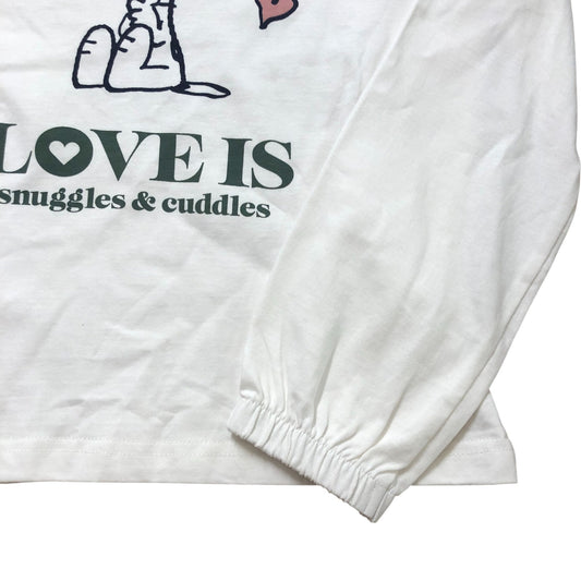 Cyrillus x Peanuts Snoopy Long Sleeve T-Shirt 8 Years Kids White Love Is Graphic