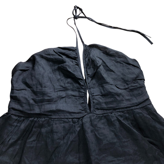 Black Ruched Tiered Halter Neck Maxi Dress - Size 20