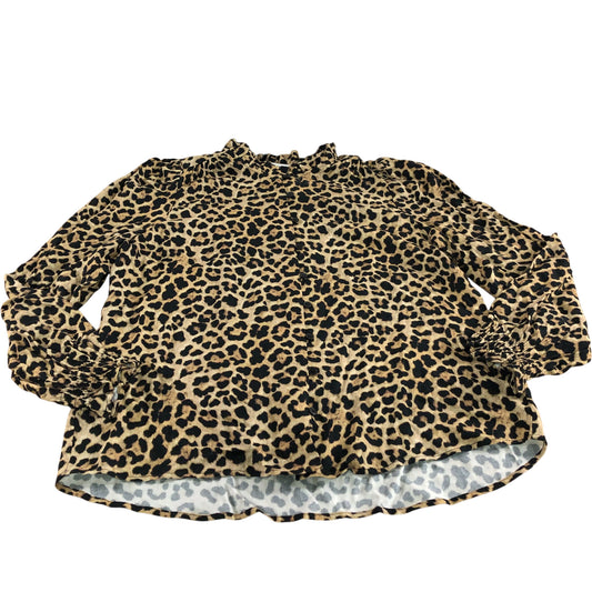 Baukjen Sabrina Printed Blouse UK12 Women's Cognac Leopard Viscose Top