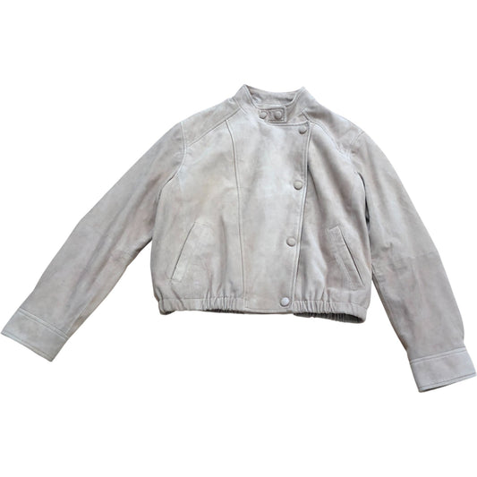 Suede Cropped Pilot Bomber Jacket - Size XS