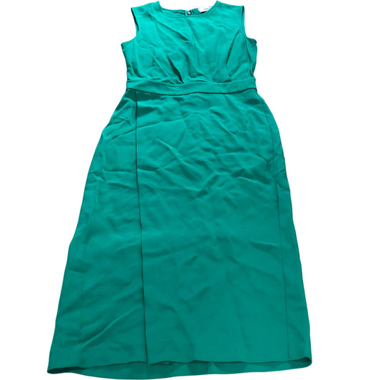 Branded UK10 Women's Green Sleeveless Midi Dress Elegant Casual Viscose Blend