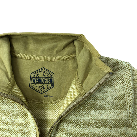 Weird Fish Sarah 1/4 Zip Textured Fleece Size 10 Women's Yellow Activewear