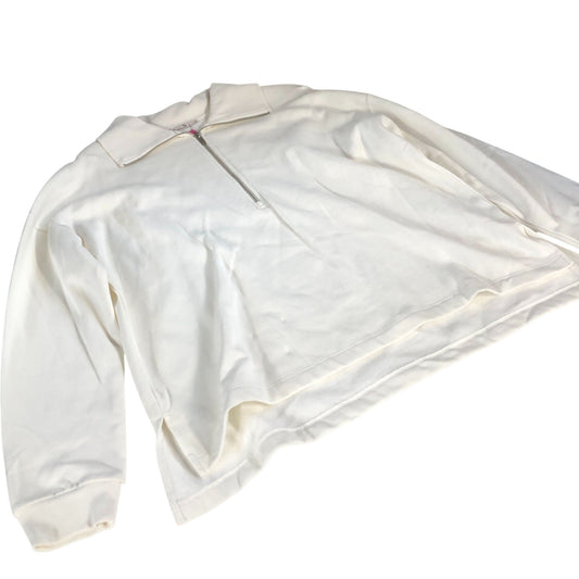 Zip Neck Sweatshirt Women's White 100 Percent Cotton