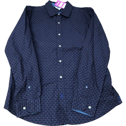 Men's Casual Shirt Size S Cotton Purple Pattern Long Sleeve