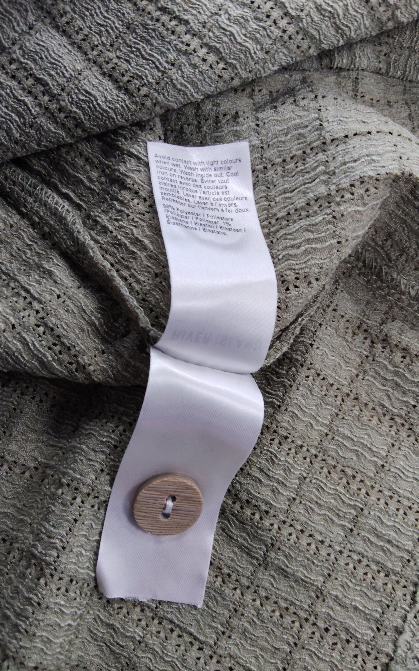 River Island Short Sleeve Shirt L Men's Casual Green Waffle Pattern Button Up