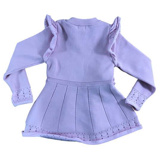 River Island Mini Baby Dress 12-18 Months Pink Ruffle Sleeves Flower Detail