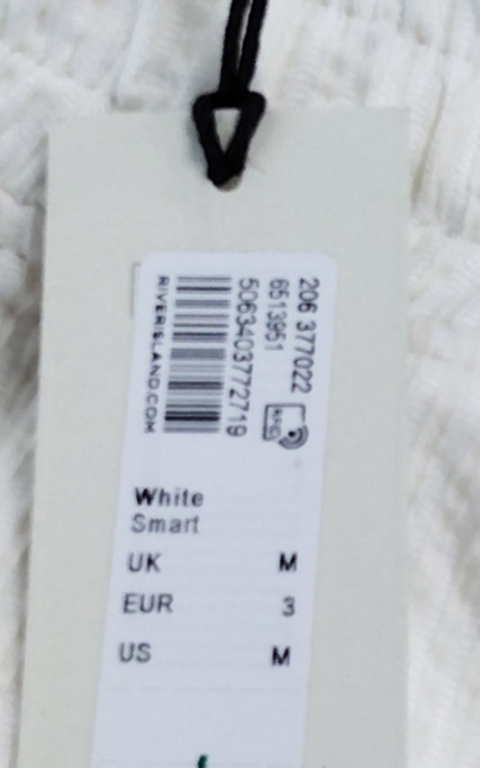 River Island Men’s White Shorts Size M Side Stripe Casual Lightweight