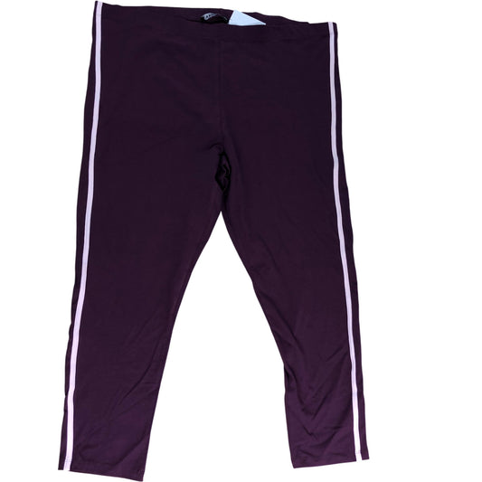 Yours Clothing Women's Purple Leggings With Side Stripes Cotton Blend