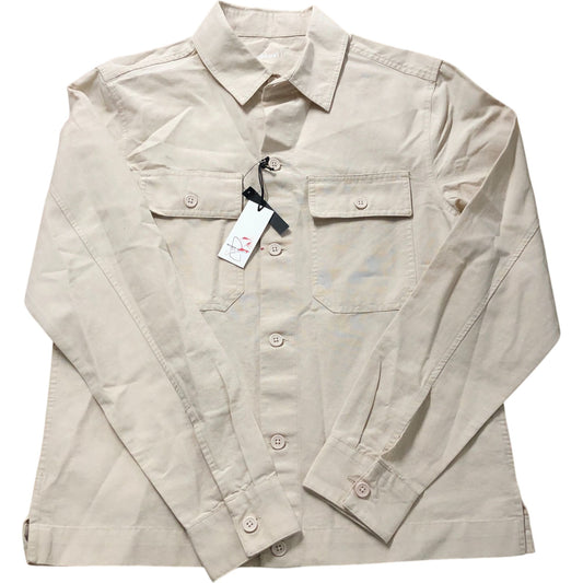 River Island Linen Blend Shirt S Men's Beige Long Sleeve Casual Fashion