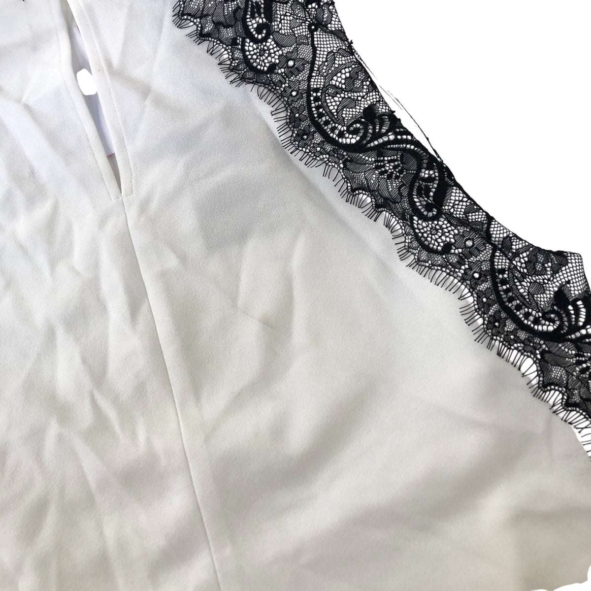 River Island Sleeveless Lace Trim Top Women's Elegant White Black Medium