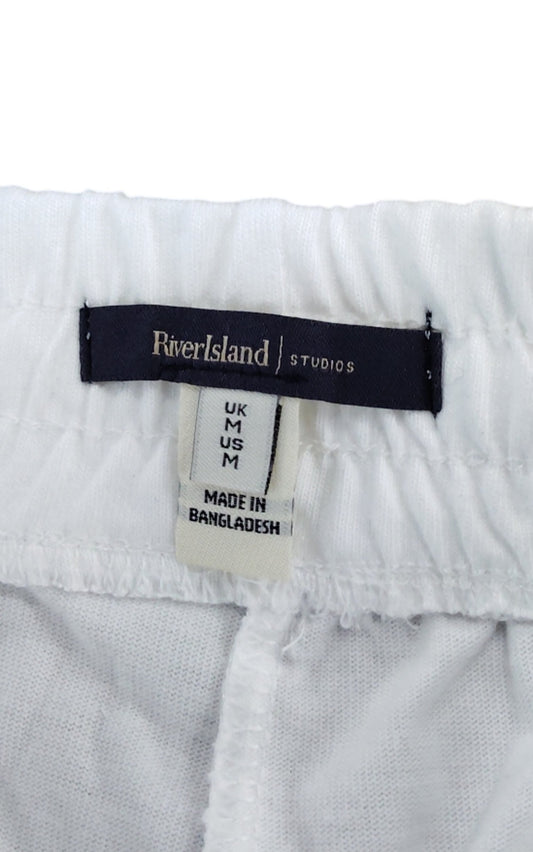 River Island Shorts UK M Men's White Drawstring Swimwear Casual Style