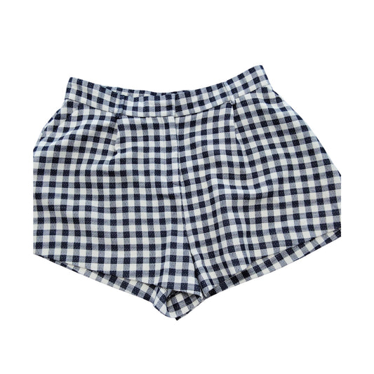 River Island Gingham Check Shorts UK18 Women's Navy White Casual 44 Cotton