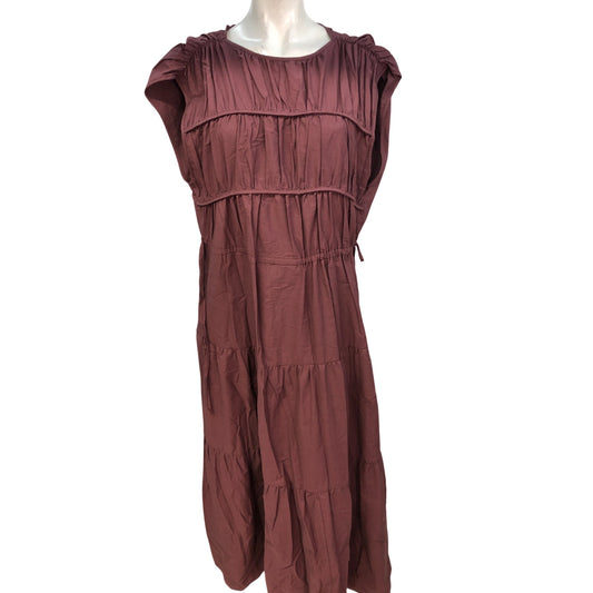 River Island Dark Purple Tiered Maxi Dress UK10 Women's Casual Cotton Style