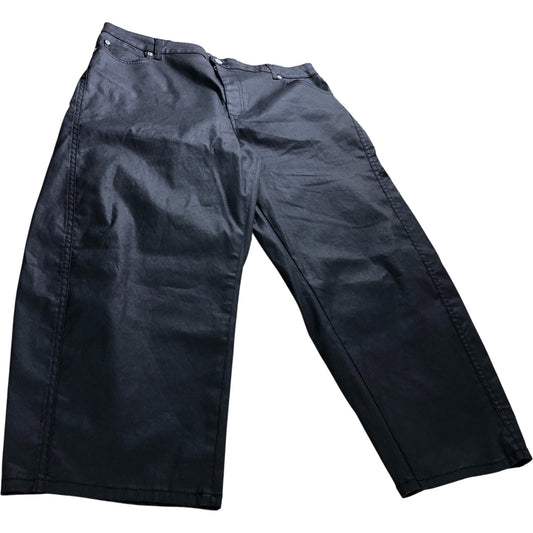 Branded Black Coated Barrel Jeans - Size 18S