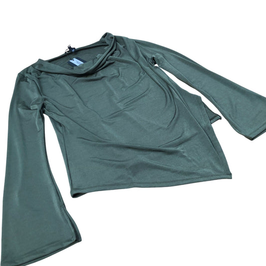 River Island Long Sleeve Drape Top Women's Flowy Olive Green