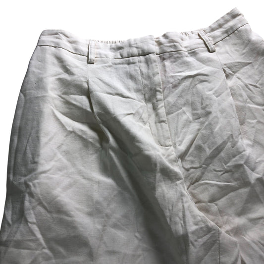 River Island Women's Linen Trousers UK12 Cream Wide Leg